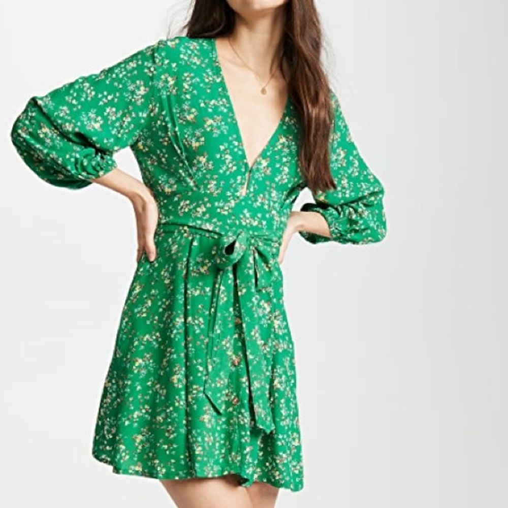 Faithfull The Brand Margot Dress in Green Floral Size Large